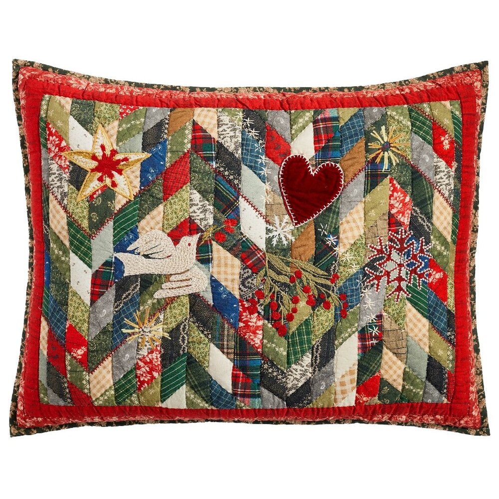 2 Pottery Barn Winter Wreath Quilted Standard Pillow Sham Covers Velvet NWT